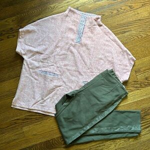 Girls L outfit nwot Bisby and Mayoral blush olive pant and shirt boutique tween
